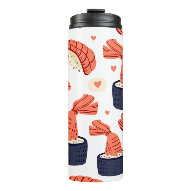 Garrafa Térmica Padrão Sushi Japonês de Comida Invisível (Frente)