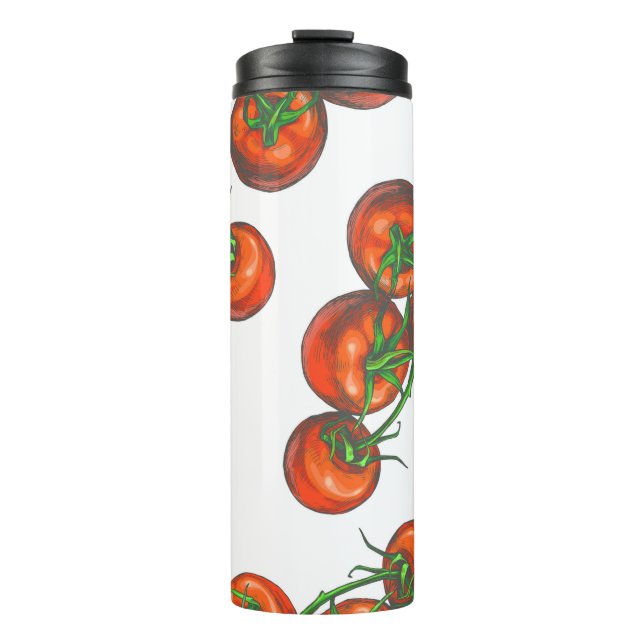 Garrafa Térmica Padrão transparente de cor de vinheta com vegetaçã (Frente)