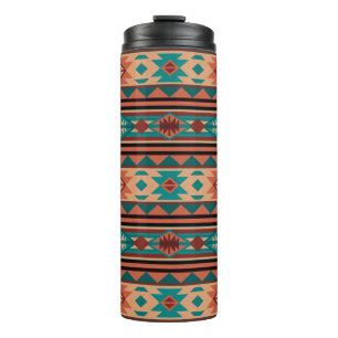 Garrafa Térmica Padrão Tribal do Sudoeste Turquoise Terracotta