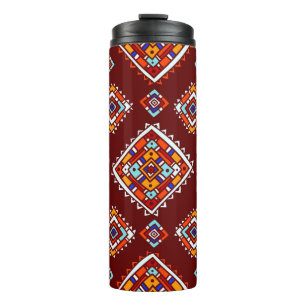 Garrafa Térmica Padrão tribal tradicional em estilo étnico