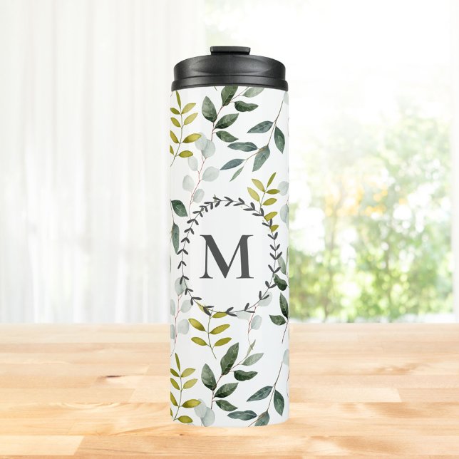 Garrafa Térmica Padrão Tropical de Eucalipto Monograma (In situ)