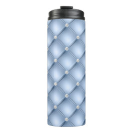 Garrafa Térmica Padrão Tufado de Diamante Azul Luxo