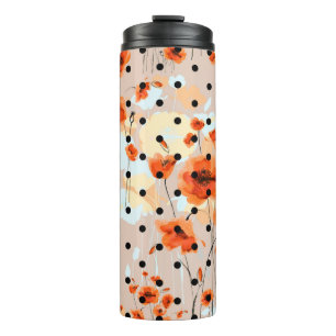 Garrafa Térmica padrão uniforme de abstrato floral com poppie de