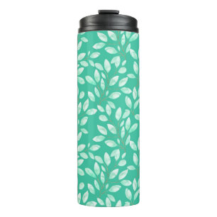 Garrafa Térmica Padrão uniforme de aquarela com folhas verdes mac