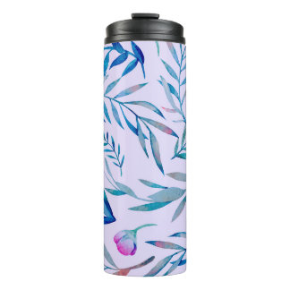 Garrafa Térmica Padrão uniforme de aquarela. Ornamento botânico. L