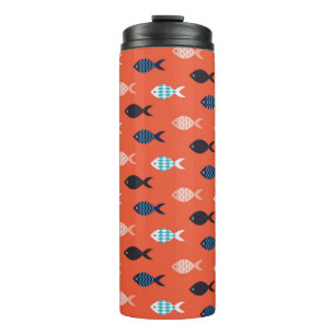 Garrafa Térmica padrão uniforme de peixes de vintage. Captura de 