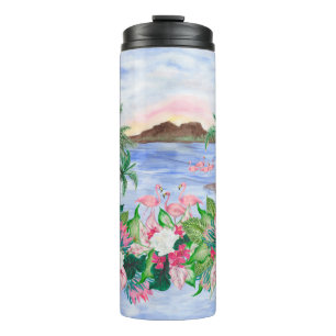 Garrafa Térmica Padrão uniforme de pintura aquosa com hawaiano