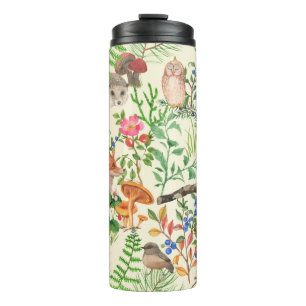 Garrafa Térmica Padrão uniforme desenhado à mão com floresta aq