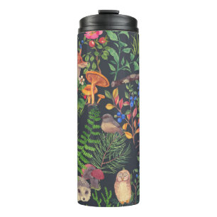 Garrafa Térmica Padrão uniforme desenhado à mão com floresta aq
