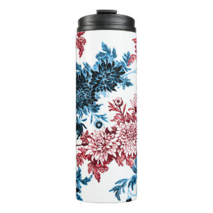 Garrafa Térmica Padrão uniforme floral de aquarela em fundo branco