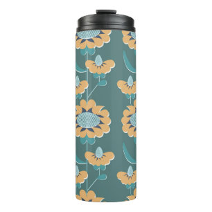 Garrafa Térmica padrão uniforme floral do estilo retro abstrato.