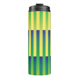 Garrafa Térmica Padrão Verde Amarelo Azul Striped