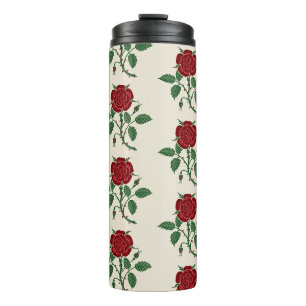 Garrafa Térmica Padrão Vintage Rosa Vermelha Saxônica de Walter Cr