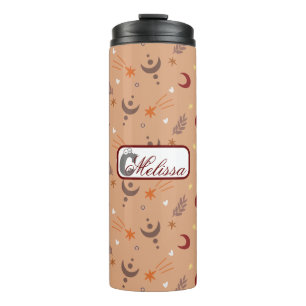 Garrafa Térmica Padrão Whimsical do Retro Brown Boho Personalizado