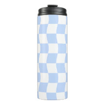 Padrão Xadrez Branco Azul Pastel Retro