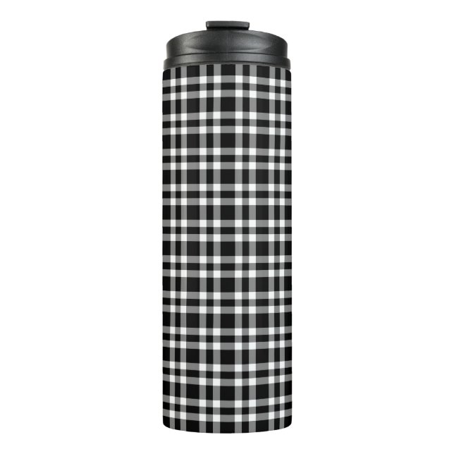 Garrafa Térmica Padrão Xadrez Preto Branco (Frente)