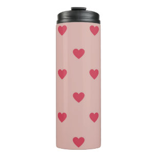 Garrafa Térmica Padrão Y2K Retro Coração Cor-de-Rosa com Fundo Ros