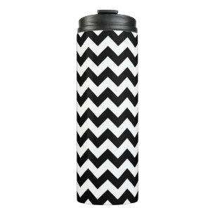 Garrafa Térmica Padrão Zigzag preto e branco, padrão Chevron