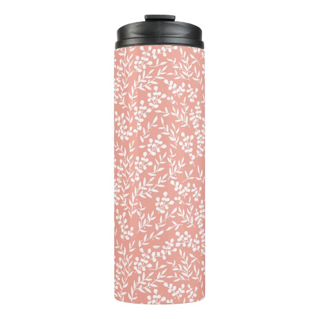 Garrafa Térmica Padrões florais simples de fazenda em rosa (Frente)