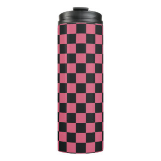Garrafa Térmica Padrões Rosa e Preto Xadrez Checker Check