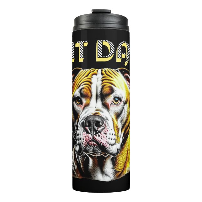Garrafa Térmica Pai Pit Bull | Amante de Cachorro  (Frente)