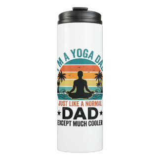 Garrafa Térmica Pai Yoga Vintage Pôr do Sol Engraçado Camisa Pai D