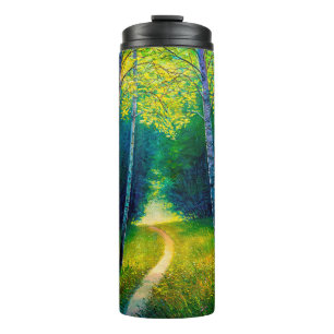 Garrafa Térmica Paisagem de floresta com pintura a óleo, bela roa