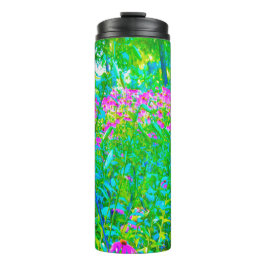 Garrafa Térmica Paisagem do Jardim Impressionista Azul Aqua