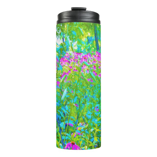 Garrafa Térmica Paisagem do Jardim Impressionista Azul Aqua (Frente)