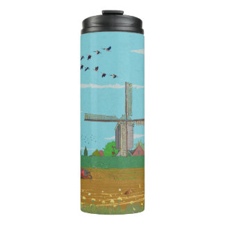 Garrafa Térmica Paisagem do País de Viagem Holandês