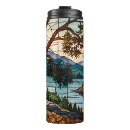 Garrafa Térmica Paisagem rústica de cordilheira em vitral