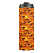 Paisagem Sunset com Padrão Africano Silhout