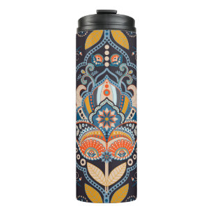 Garrafa Térmica Paisley Floral: Padrão Indiano Escuro