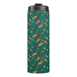 Garrafa Térmica Paisley Pavão em Teal e Dourado Grunge Vintage