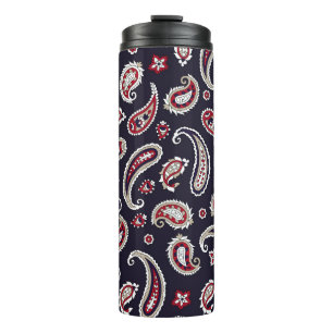 Garrafa Térmica Paisley tradicional indiano, padrão de marinho.