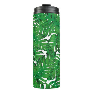 Garrafa Térmica Palm Monstera Sem Olhos. Trópico Verde Branco