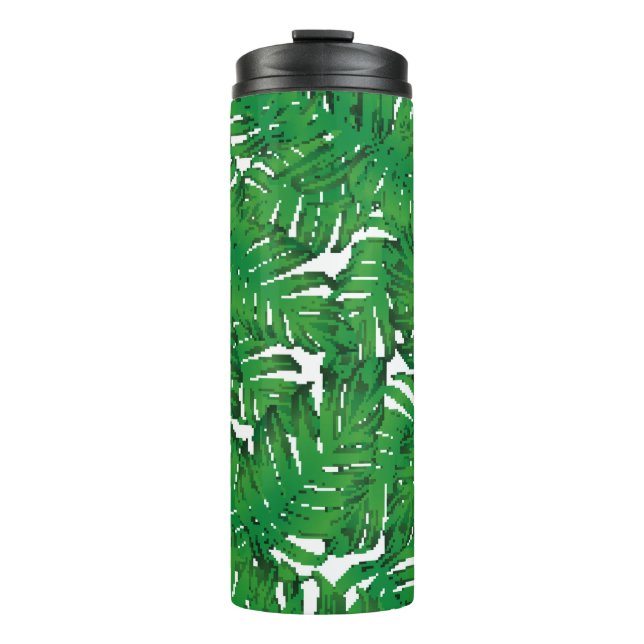 Garrafa Térmica Palm Monstera Sem Olhos. Trópico Verde Branco (Frente)