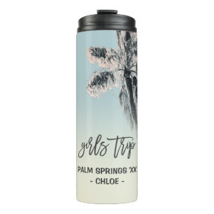 Garrafa Térmica Palm Pink Aqua Girls Trip Personalizado Tumbler