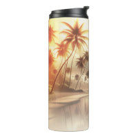 Palm Trees & Orange Sunset Beach