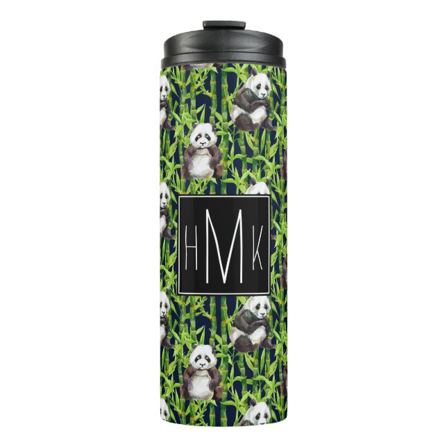 Garrafa Térmica Panda com monograma de bambu do teste padrão | da (Frente)