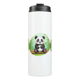 Garrafa Térmica Panda de Desenho Animado Fofo em Remendo de Bambu