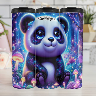 Garrafa Térmica Panda de Olhos Largos em Floresta Mágica