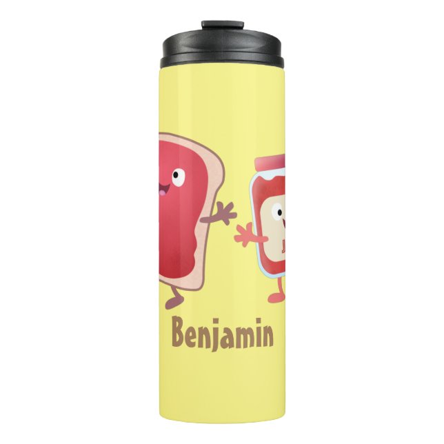 Garrafa Térmica Pão engraçado e personagens de desenho animados de (Frente)