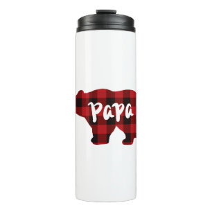 Garrafa Térmica Papa Urso - xadrez de búfalos vermelho e preto