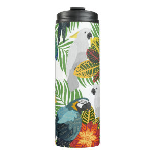 Garrafa Térmica Papagaios tropicais, padrão perfeito de vintage.