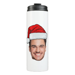 Garrafa Térmica Papai Noel com Foto de Rosto Personalizada Natal