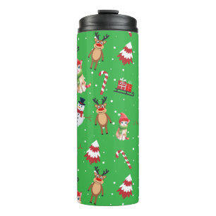Garrafa Térmica Papai noel de gato divertido árvore de neves do an