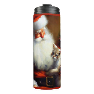 Garrafa Térmica Papais noeis de Natal e um Gato 3