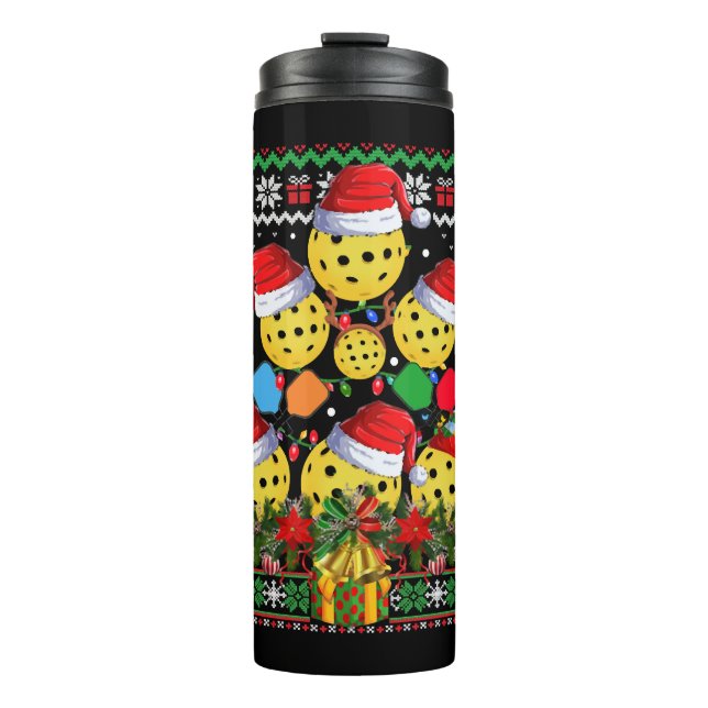 Garrafa Térmica Papais noeis De Suéter Ugly De Árvore De Natal De  (Frente)