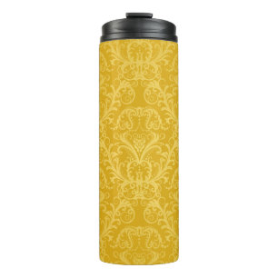 Garrafa Térmica Papel de parede floral de ouro sem costura de luxo